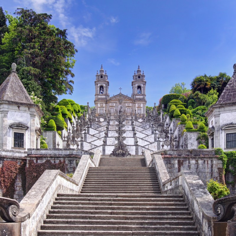 stairway to the church of bom jesus do monte in braga, portugal
